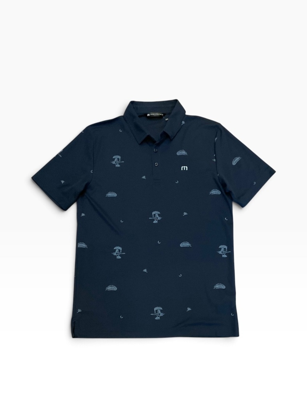 Travis mathew mens beach creature polo shirt blue size m
